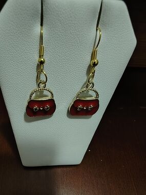 Hand Crafted Red Drop Earrings